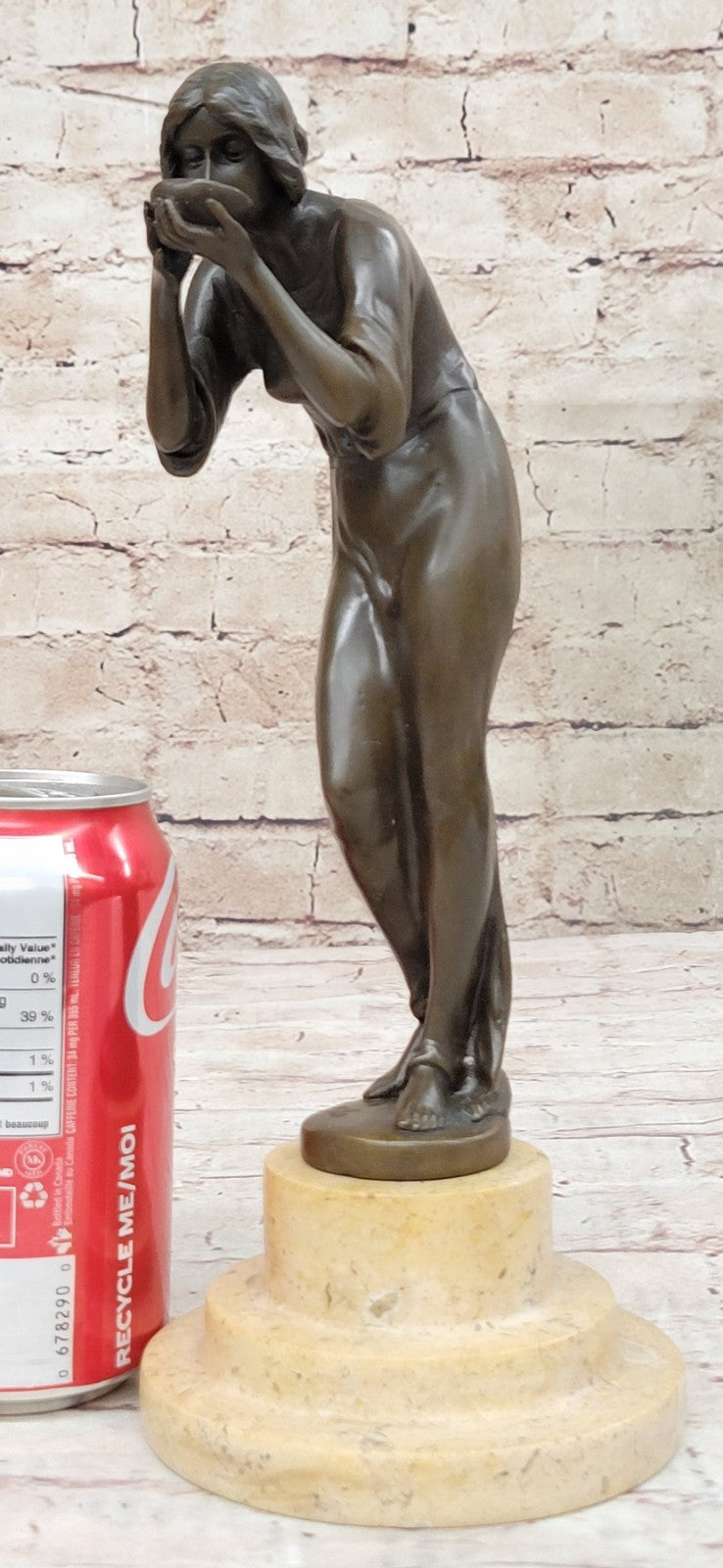 Art Deco Sculpture Woman Carry Water Bottle Girl Bronze Statue Figurine Decor