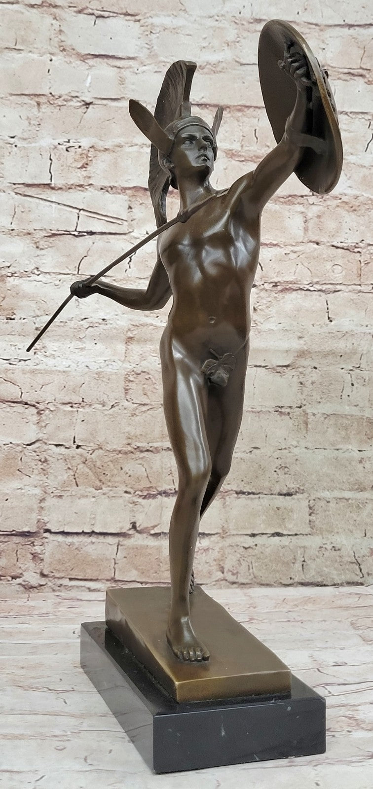 Vintage Nude Male Bronze Borghese Warrior Grand Tour Sculpture Statue 16" Man
