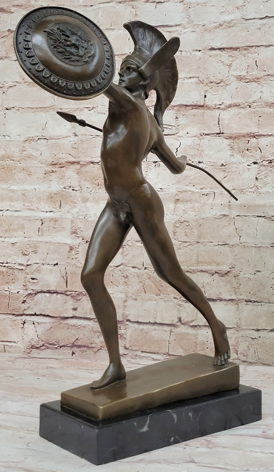 Vintage Nude Male Bronze Borghese Warrior Grand Tour Sculpture Statue 16" Man