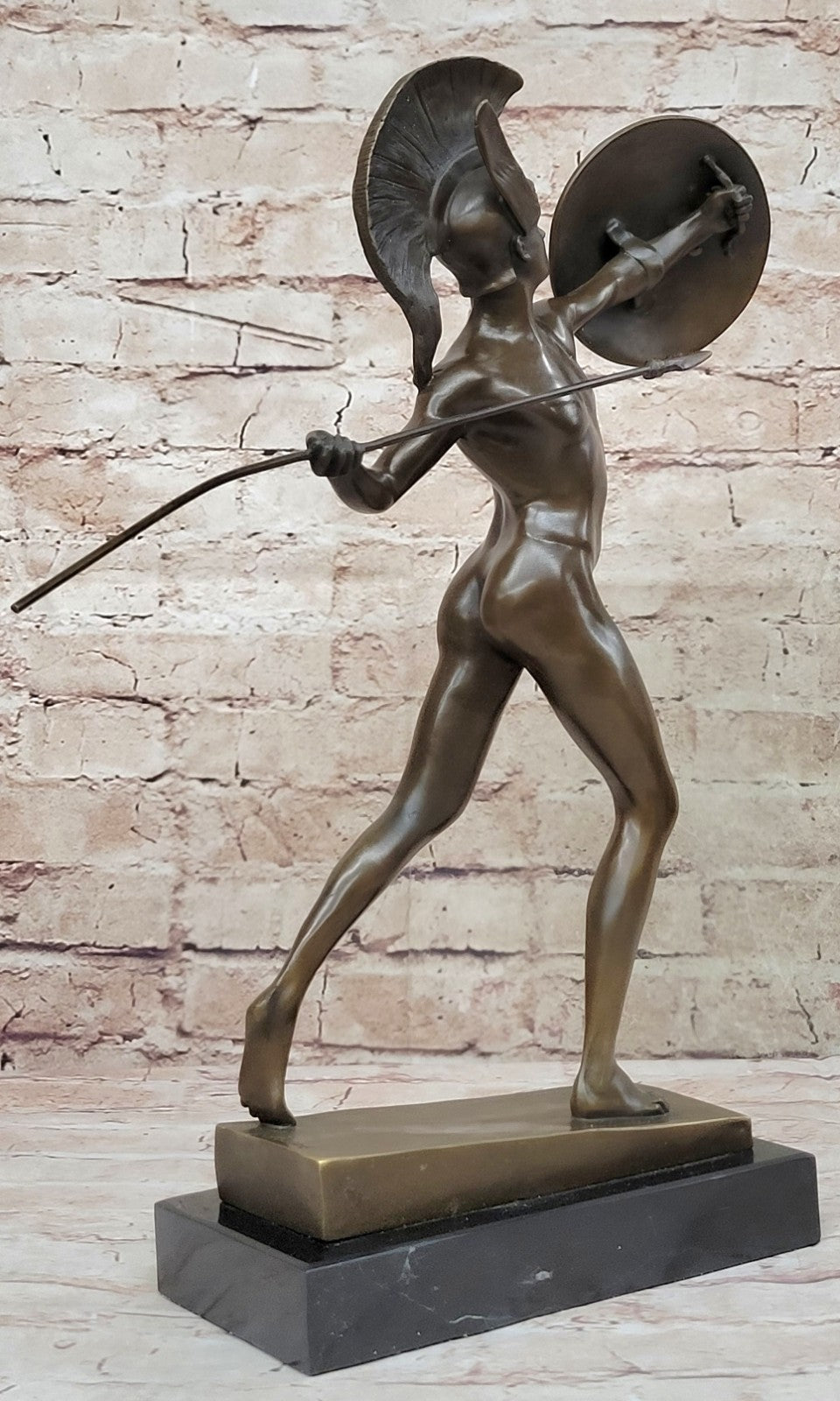 Vintage Nude Male Bronze Borghese Warrior Grand Tour Sculpture Statue 16" Man