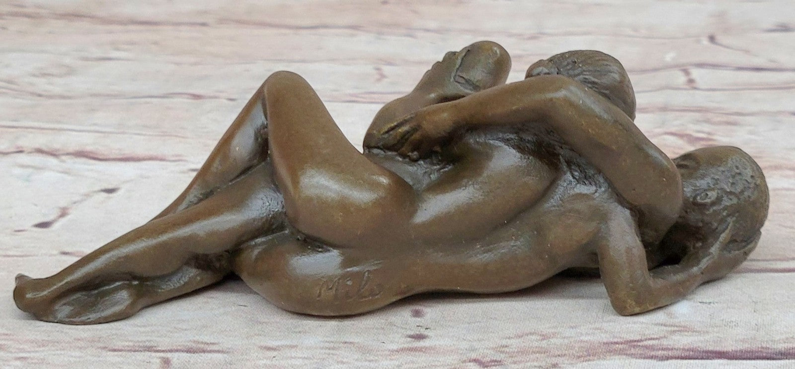 Man and Woman Making Sweet Love Bronze Sculpture Hand Made Deco Hot Cast