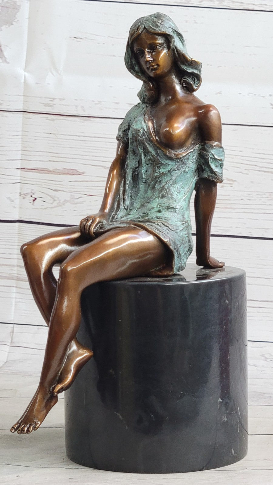 Bronze Naked Girl Statue Sitting Nude Woman Sculptures Mens Dorm Decor Figurine