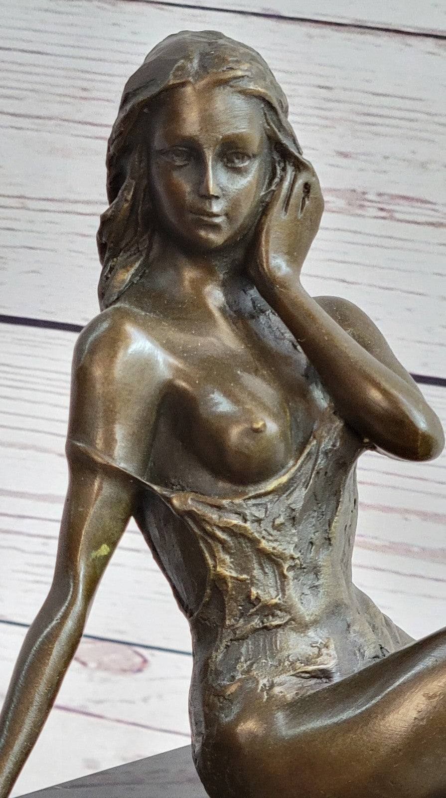 Signed Original Artwork Abstract Nude Female Bronze Marble Sculpture Statue Sale