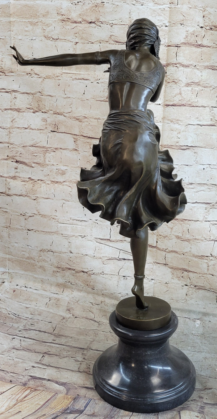Art Deco/ Nouveau Sexy Dancer by Romanian Artist Chiparus Bronze Sculpture 27 Tall