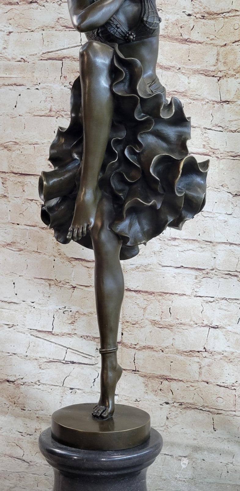 Art Deco/ Nouveau Sexy Dancer by Romanian Artist Chiparus Bronze Sculpture 27 Tall