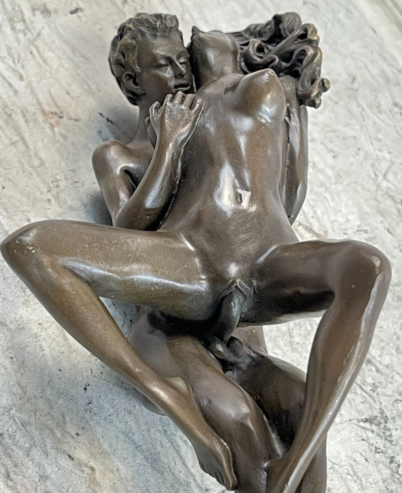 Hand Crafted Couple Making Sweet Love Bronze Sculpture Statue Signed Figure Sale