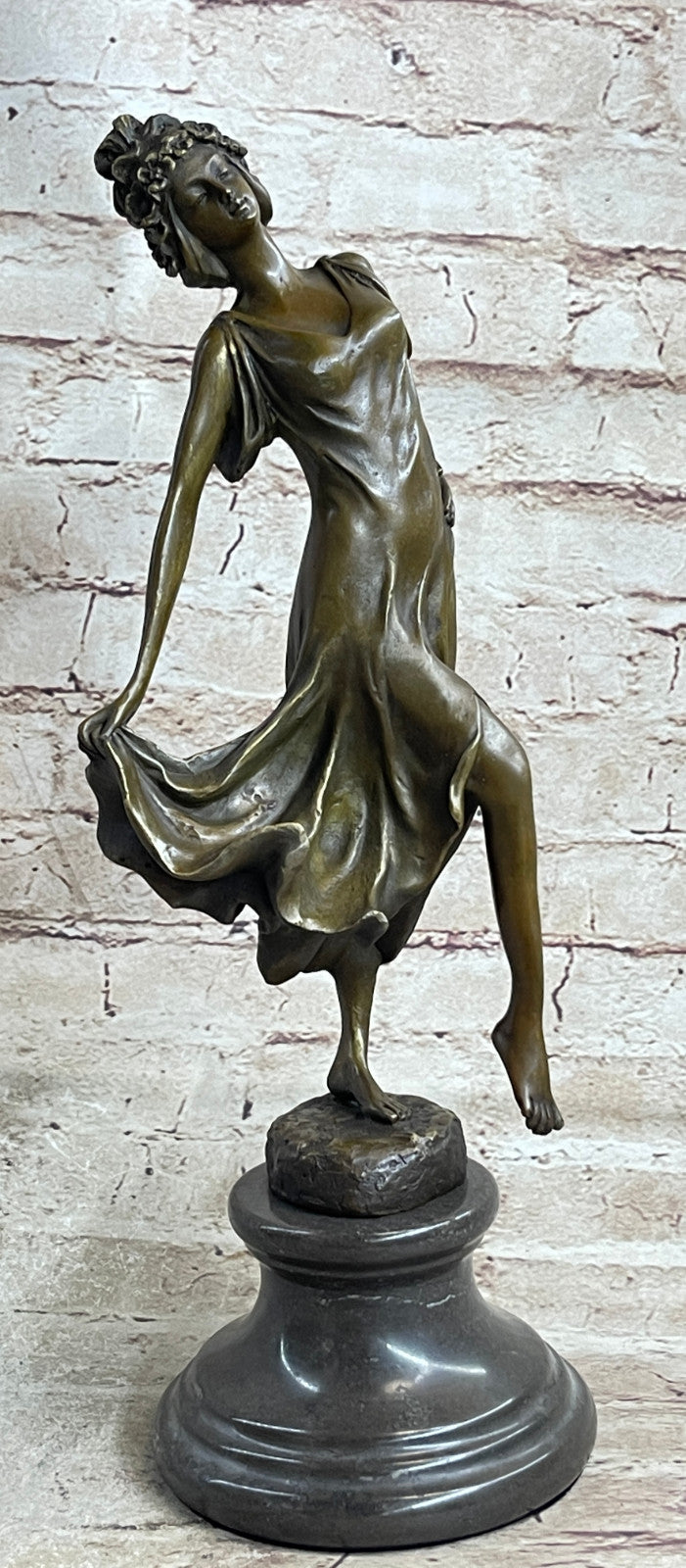 Original 100% Solid Bronze Sculpture Nude Female Sexy Girl Statue Figure Deco