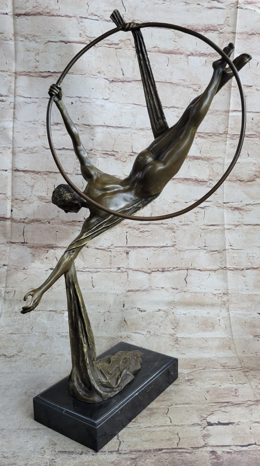 Aerial Acrobat Breathtaking Bronze Sculpture Nude Male Figurine Figure