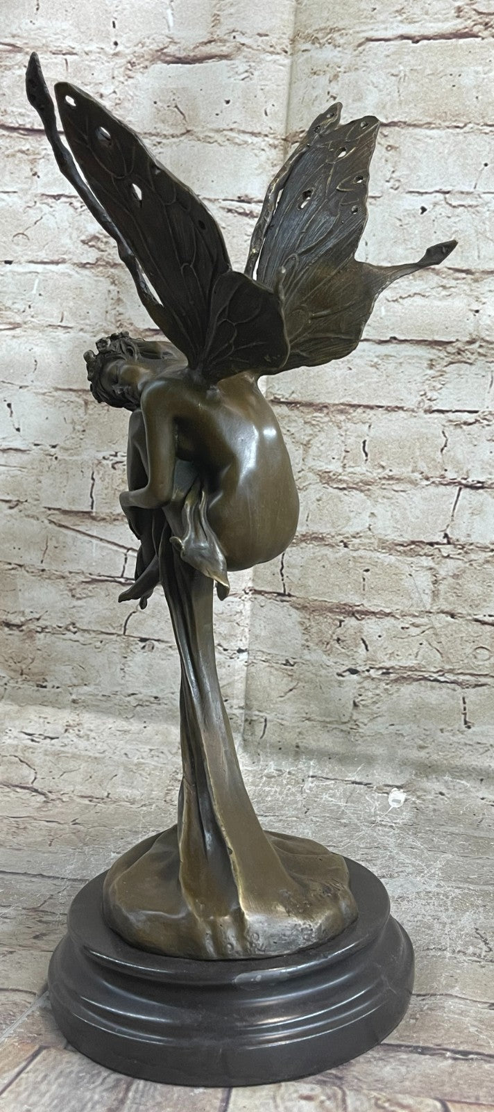 Signed Large Forest Fairy Vitaleh Bronze Deco Statue Sculpture Figurine Art 16" tall