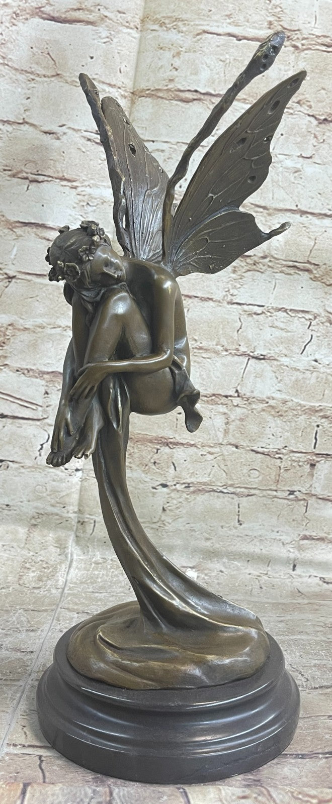 Signed Large Forest Fairy Vitaleh Bronze Deco Statue Sculpture Figurine Art 16" tall