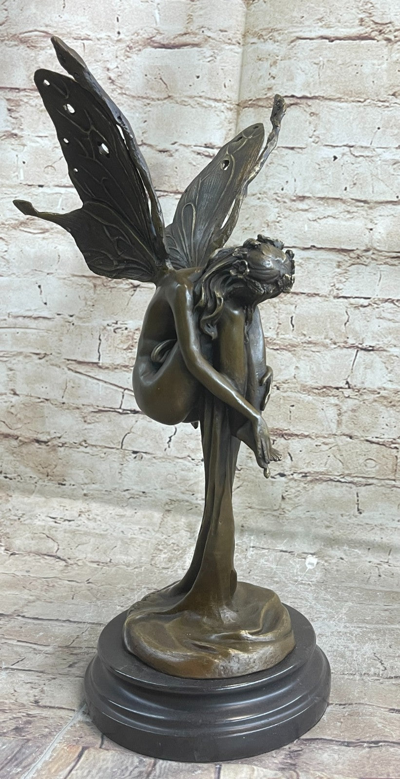 Signed Large Forest Fairy Vitaleh Bronze Deco Statue Sculpture Figurine Art 16" tall