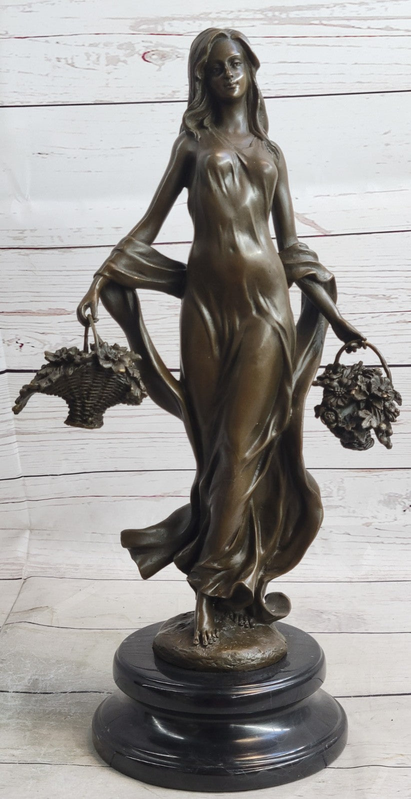 Sexy Fall Dancer Posing Bronze Marble Sculpture Marble Base Figurine Statue Deal