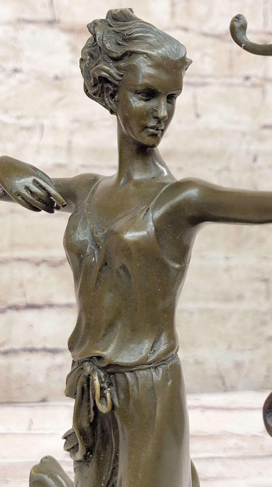 French Art Deco Bronze sculpture of Diana the Huntress Signed Cesaro Decor