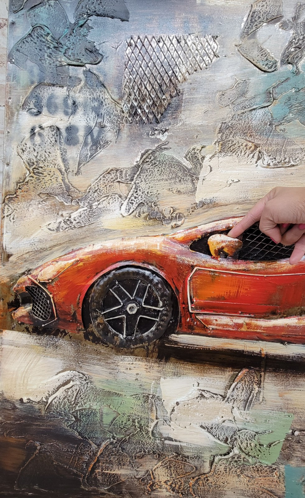 Metal Decoration Oil Painting Wall Art New Racing Car Collectible Artwork
