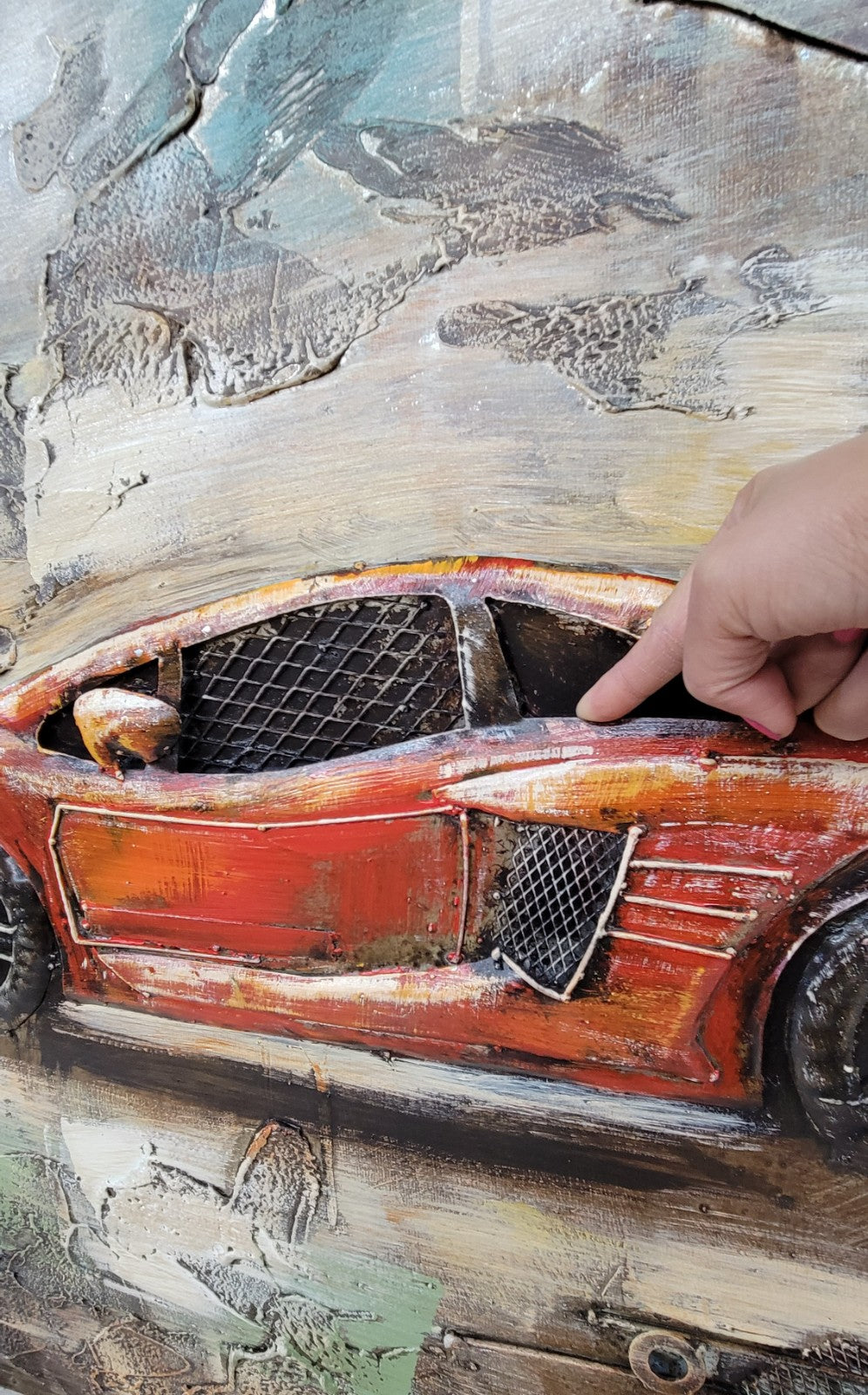 Metal Decoration Oil Painting Wall Art New Racing Car Collectible Artwork