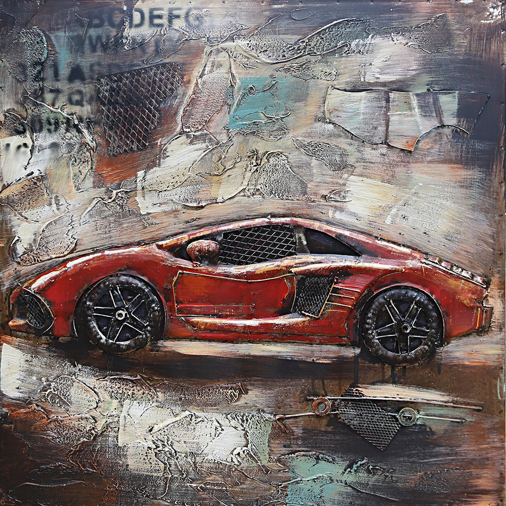 Metal Decoration Oil Painting Wall Art New Racing Car Collectible Artwork