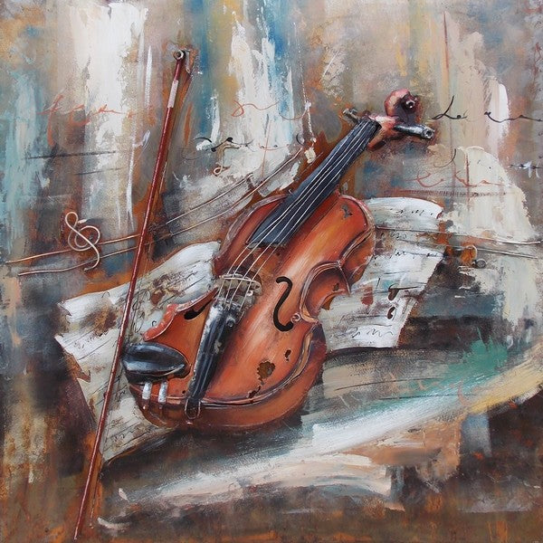 3D Wall Art Abstract Painting on canvas Violin Music Wall Sculpture Hand Made