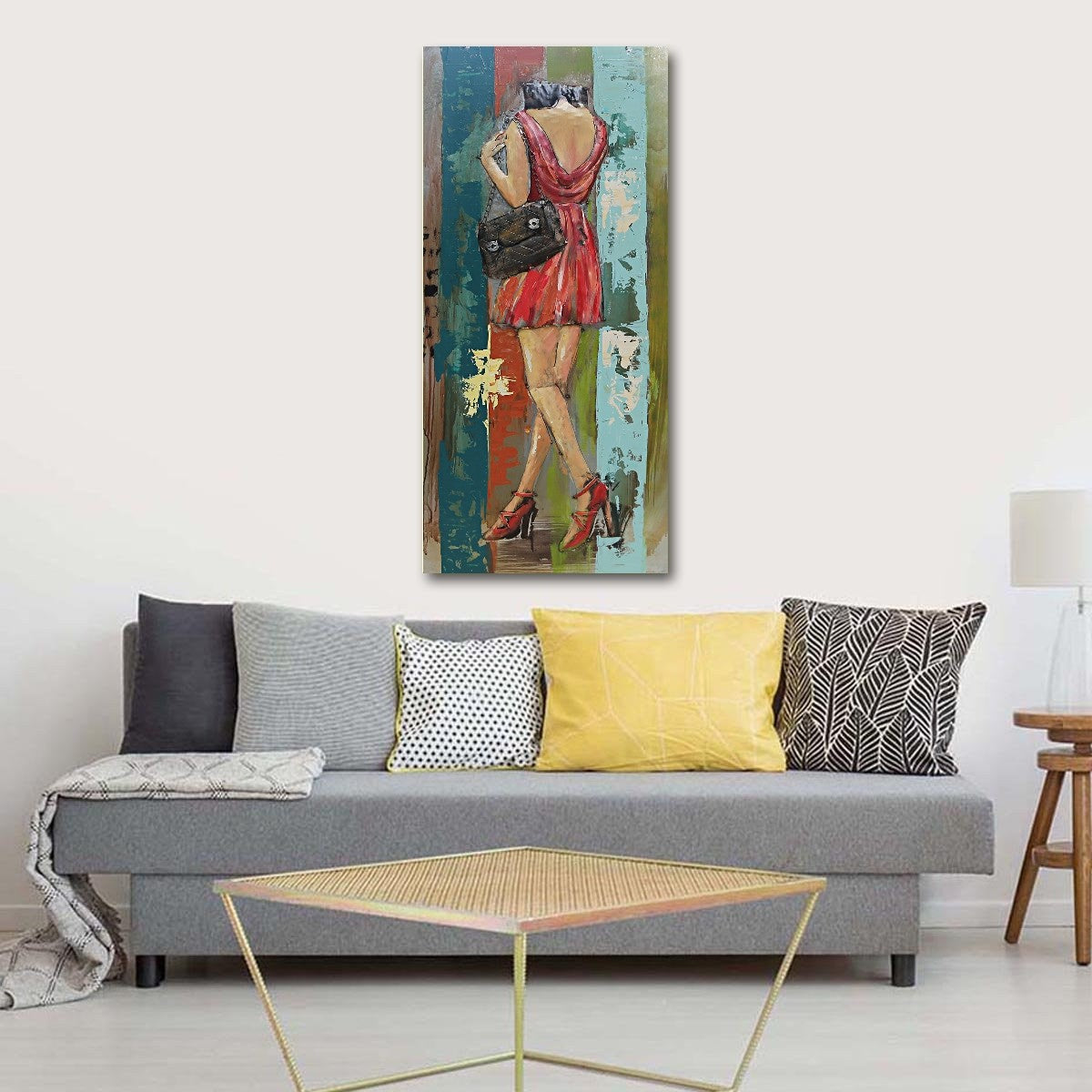Original Fashion Painting by European Finery Figurative Art on Metal Canvas