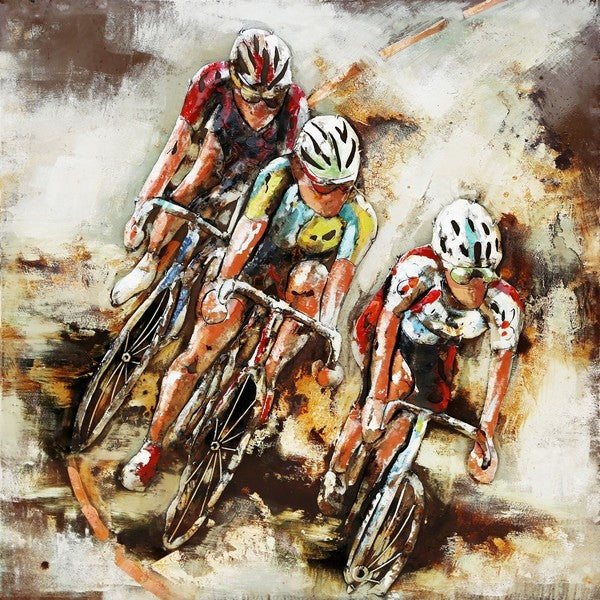 3D METAL PAINTING MULTI COLOR RETRO BICYCLE 80X120CM WALL MOUNT 3-D ART