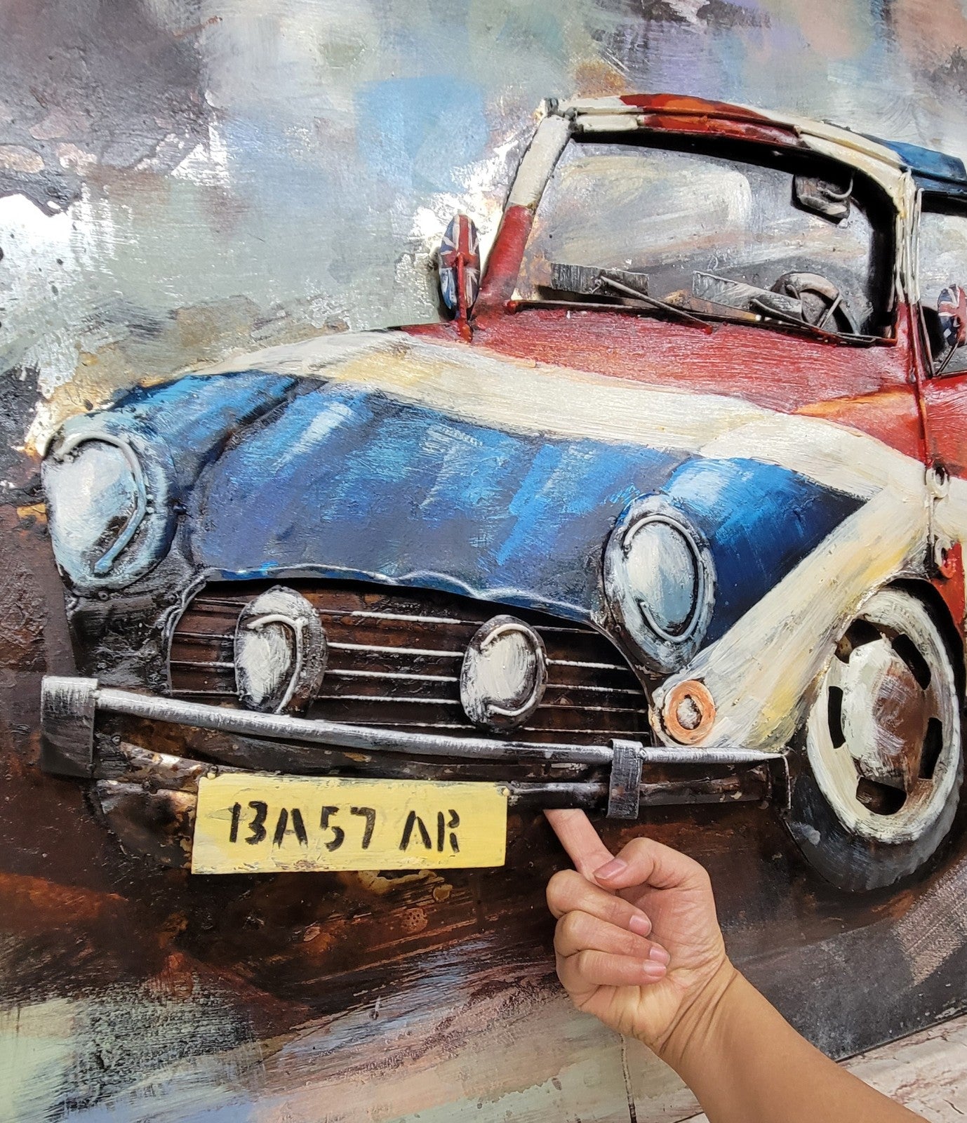 Automobile Mixed Media Iron Hand Painted Wall Décor Easy to Hang 4 Wall