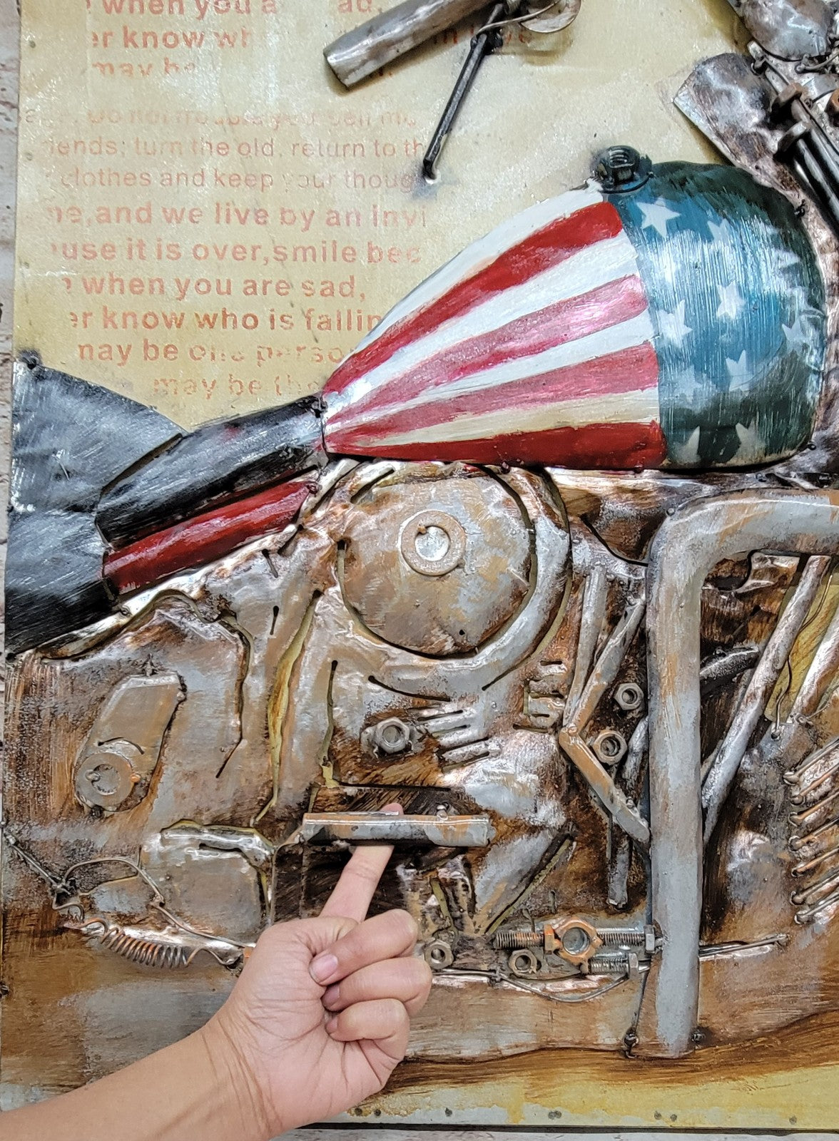 American Flag Eagle Motorcycle - 3D Full Metal Painting  Home Decor or Gifts