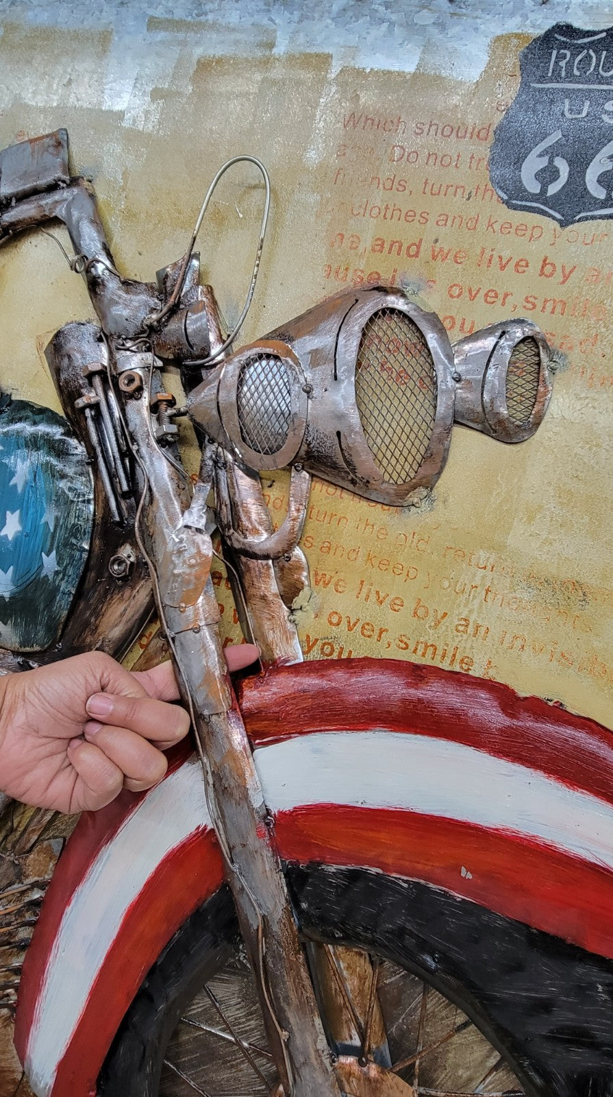 American Flag Eagle Motorcycle - 3D Full Metal Painting  Home Decor or Gifts