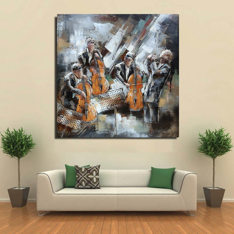 Large Musician Abstract Painting Modern Colorful Pianist Painting 3D Artwork