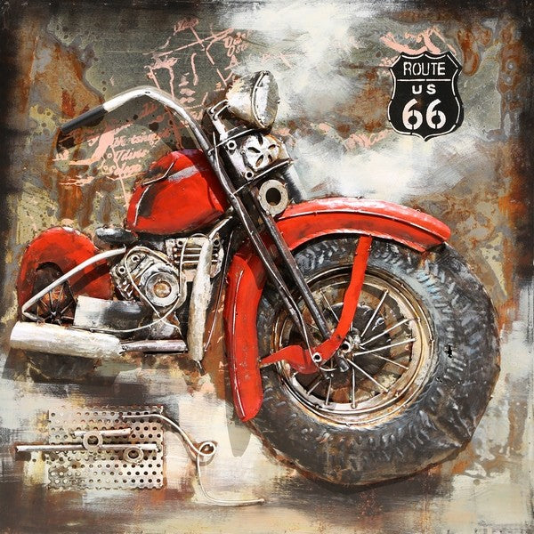 3D Motorcycle Sculpture - Metal Canvas Wall Art - Motorbike Wall Decor - Home Decor