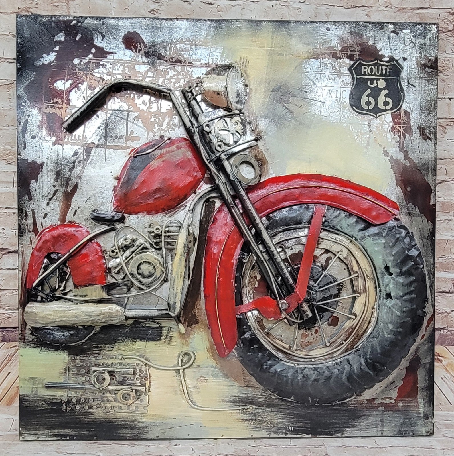3D Motorcycle Sculpture - Metal Canvas Wall Art - Motorbike Wall Decor - Home Decor
