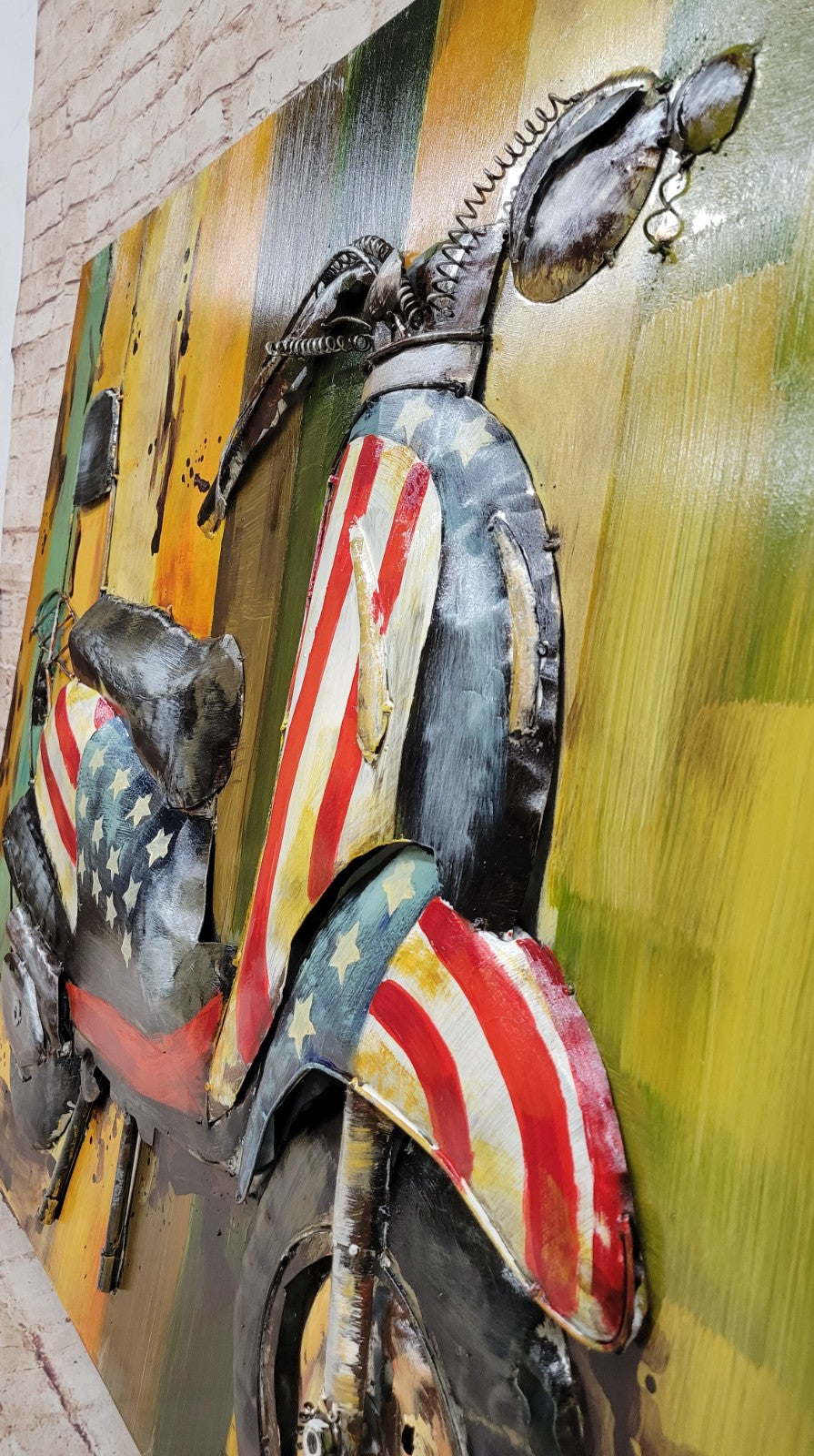 Paintings 3D Metal Vintage Colorful Scooter Trio Painting Wall Art Decor