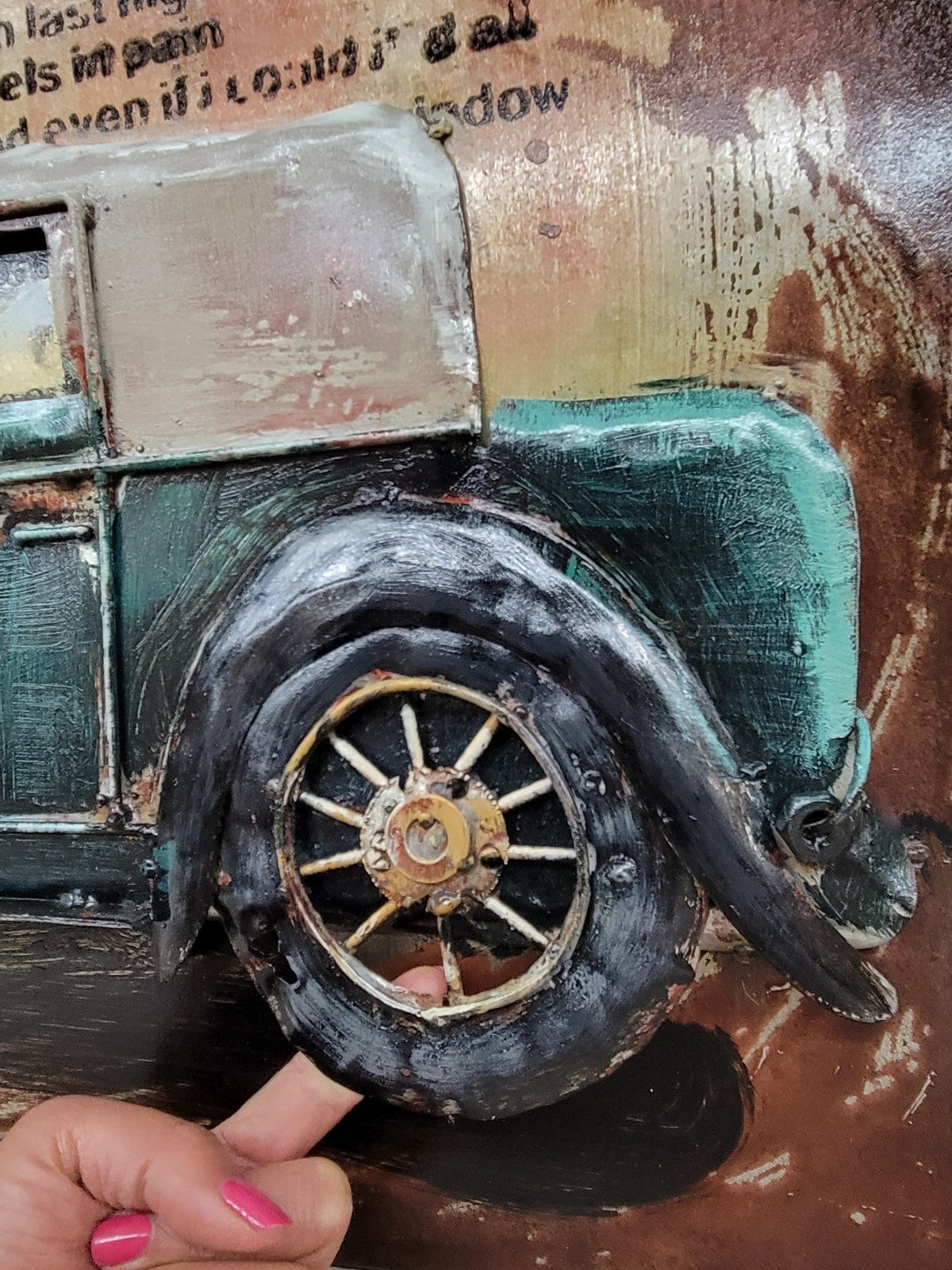 Paintings 3D Vintage Style Metal Green Car on Canvas Wall Art Decoration Sale