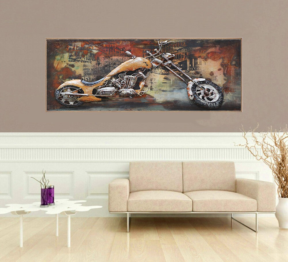 Home Decoration paintings art 3D custom vintage Motorcycle Bike wall Art Decor
