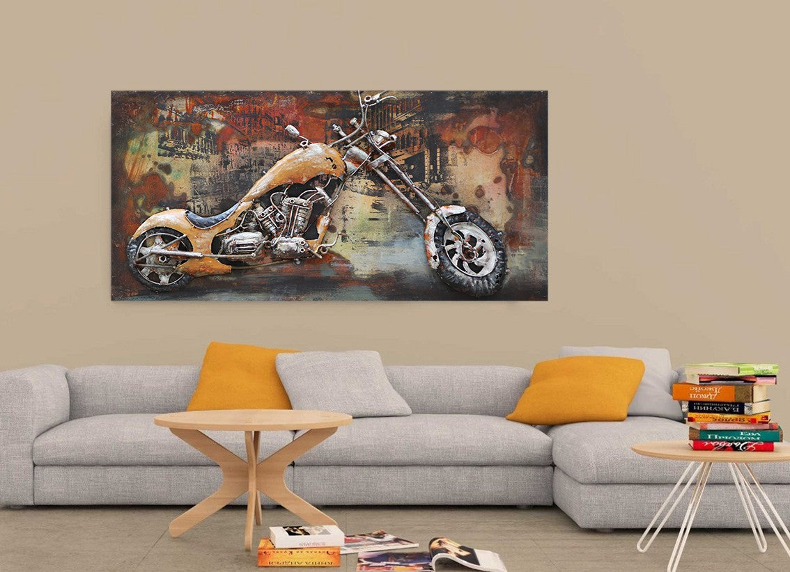 Home Decoration paintings art 3D custom vintage Motorcycle Bike wall Art Decor