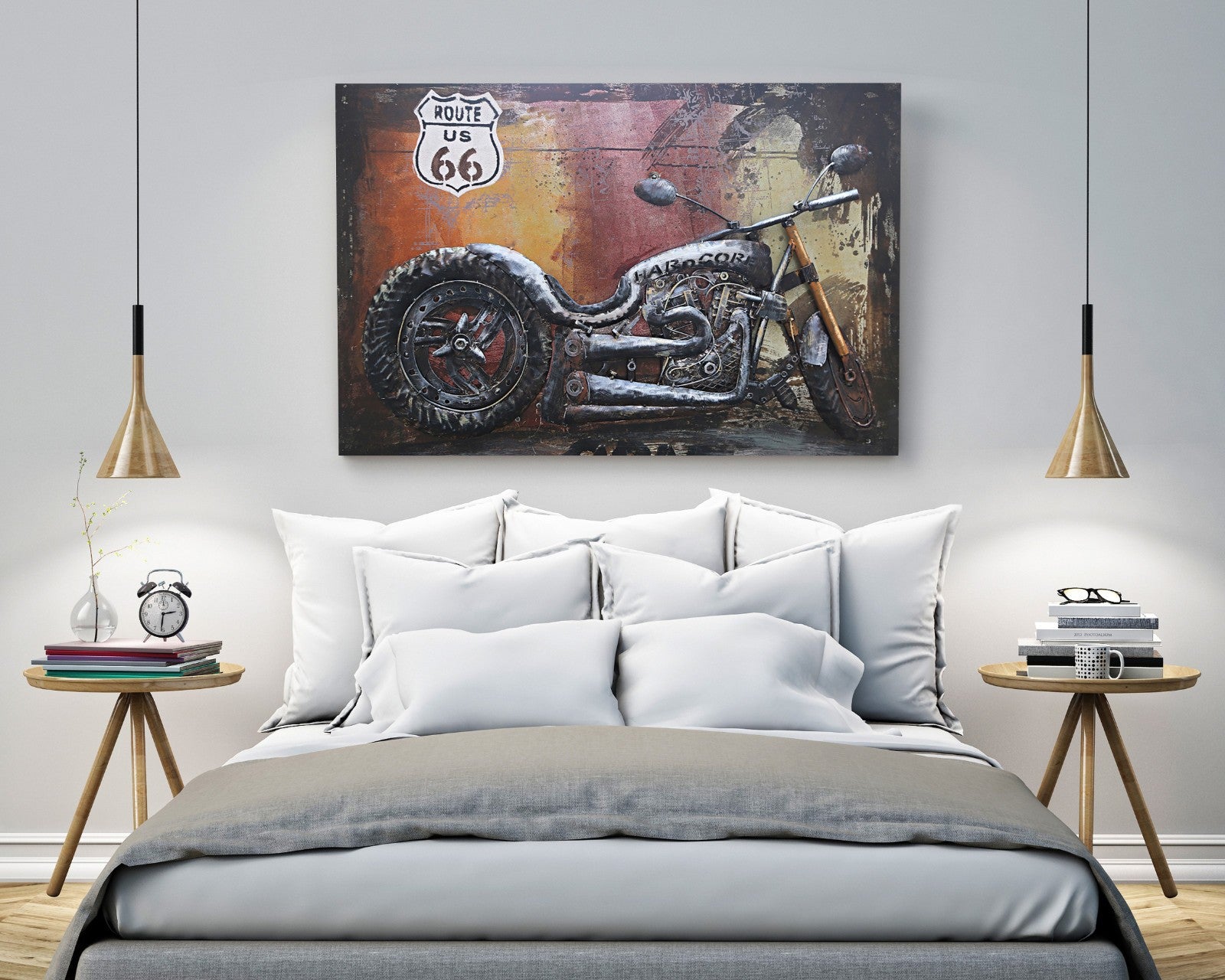 3D Wall Art, Motorcycle, Oil Painting Harley Davidson Bike Canvas Frame Sale