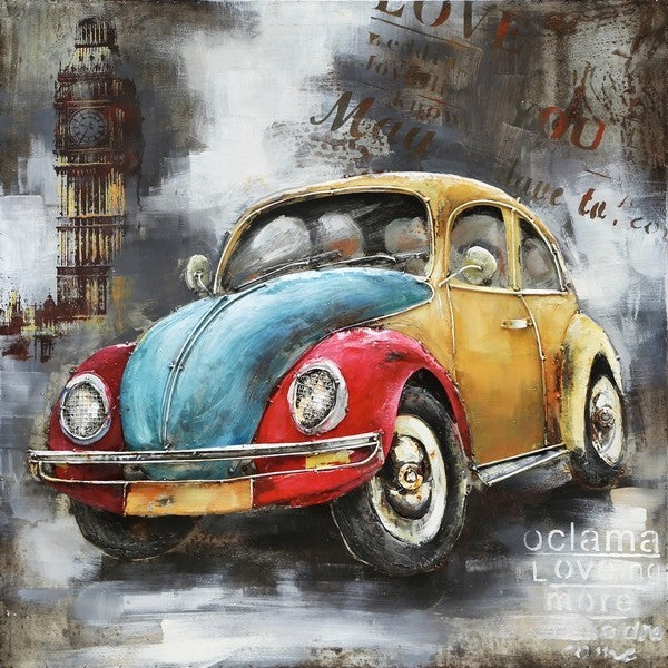 Metal 3D painting 80 X 80 CM VW Beetle Car Multi Color Artwork Figurine