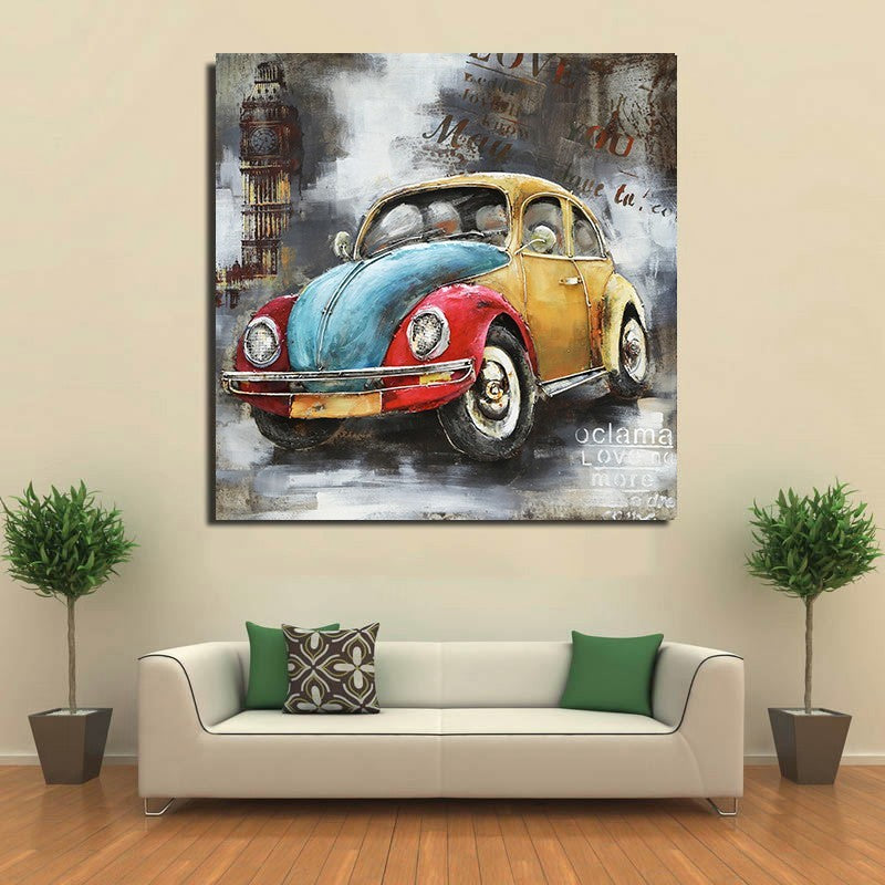 Metal 3D painting 80 X 80 CM VW Beetle Car Multi Color Artwork Figurine