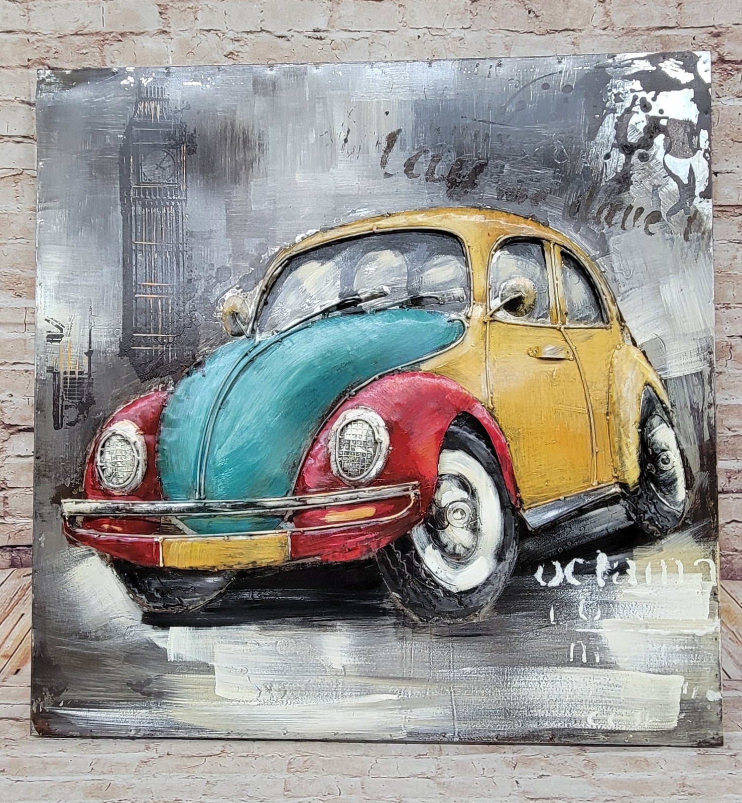 Metal 3D painting 80 X 80 CM VW Beetle Car Multi Color Artwork Figurine