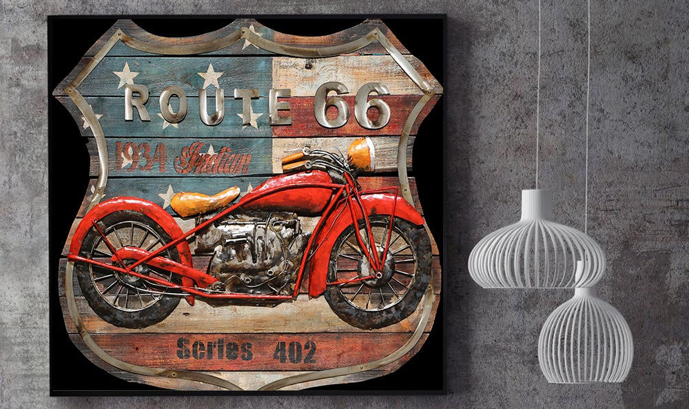 Handcrafted 3D home or office Decor with a Wood Canvas Harley Davidson