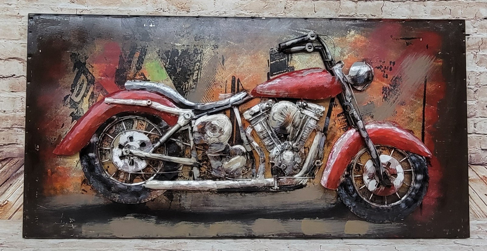 Rustic 3D Motorcycle Iron Wall Art for Home Decor, Hand Made Artwork Gift
