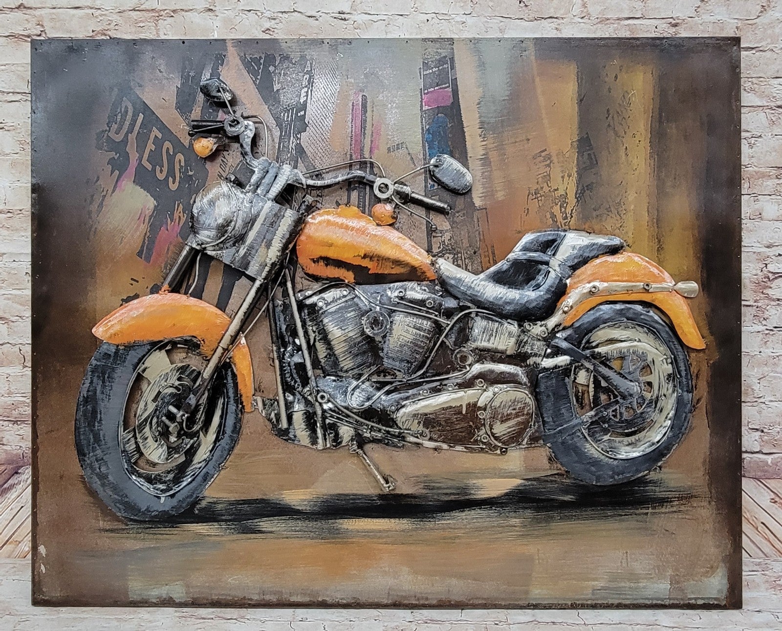 Home and garden decor custom Artwork painting 3d metal motorcycle wall Sculpture