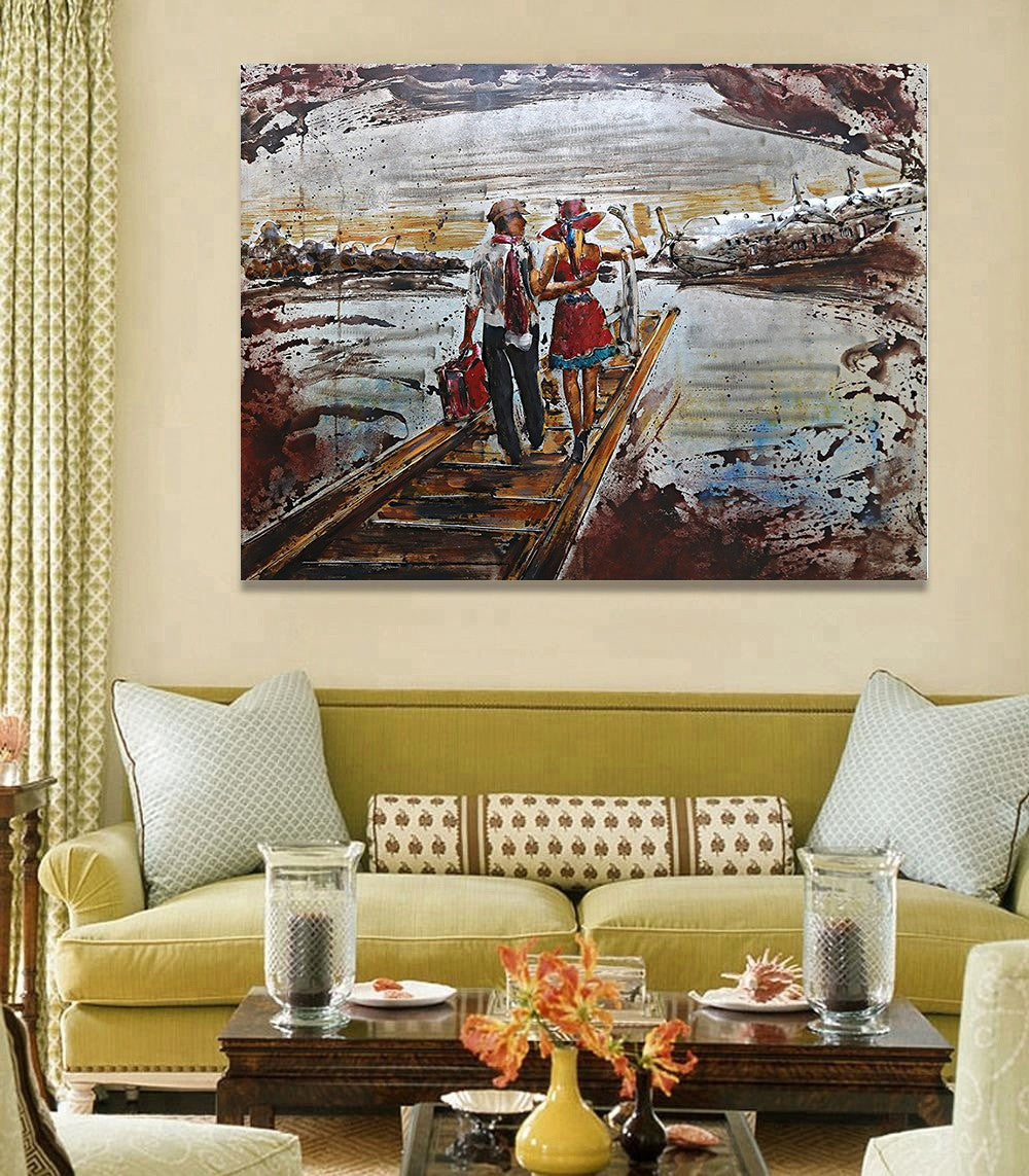 Hugging Couple Painting Romantic Wall Art Original Painting Love Couple Art
