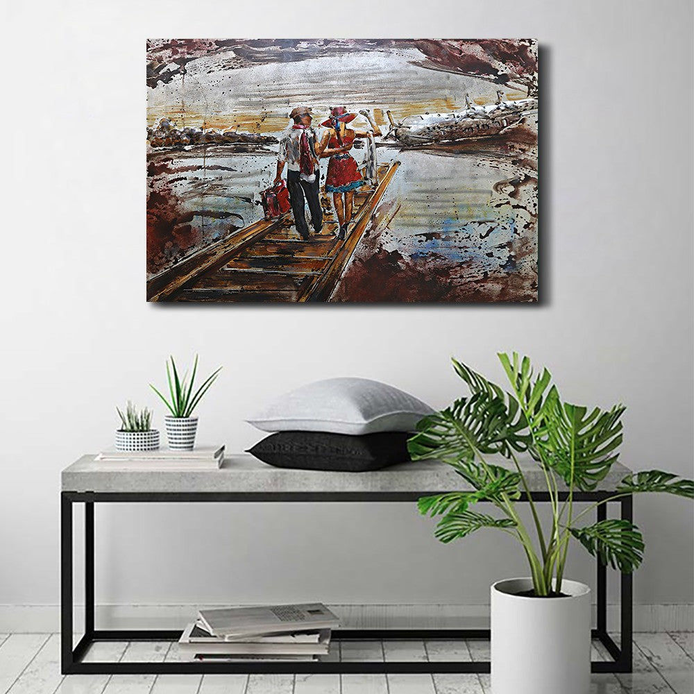 Hugging Couple Painting Romantic Wall Art Original Painting Love Couple Art