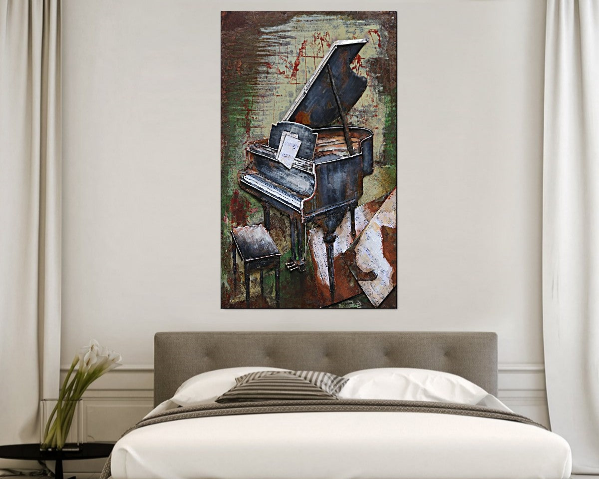 3D- Piano Oil Art Painting Piano Music Lover Perfect Gift Hand Made Artwork