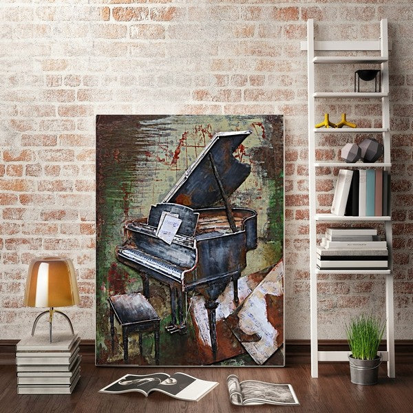 3D- Piano Oil Art Painting Piano Music Lover Perfect Gift Hand Made Artwork