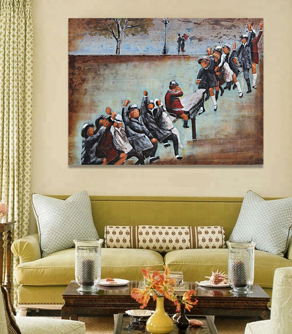 Boys Playing at See-Saw Classic Modern Children Artwork Three Dimensional Art