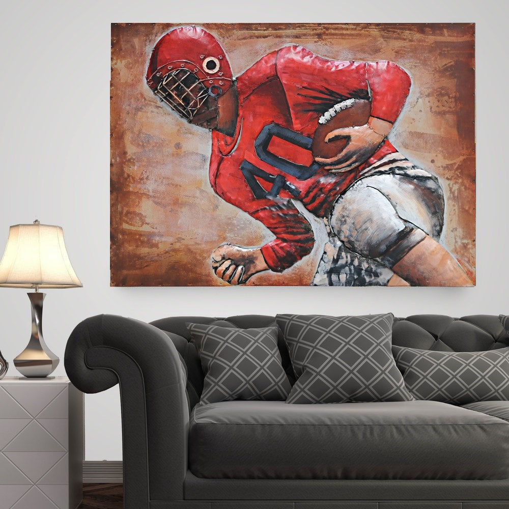 Football Player Painting Paint on Canvas by European Bronze Finery 3-D Paint