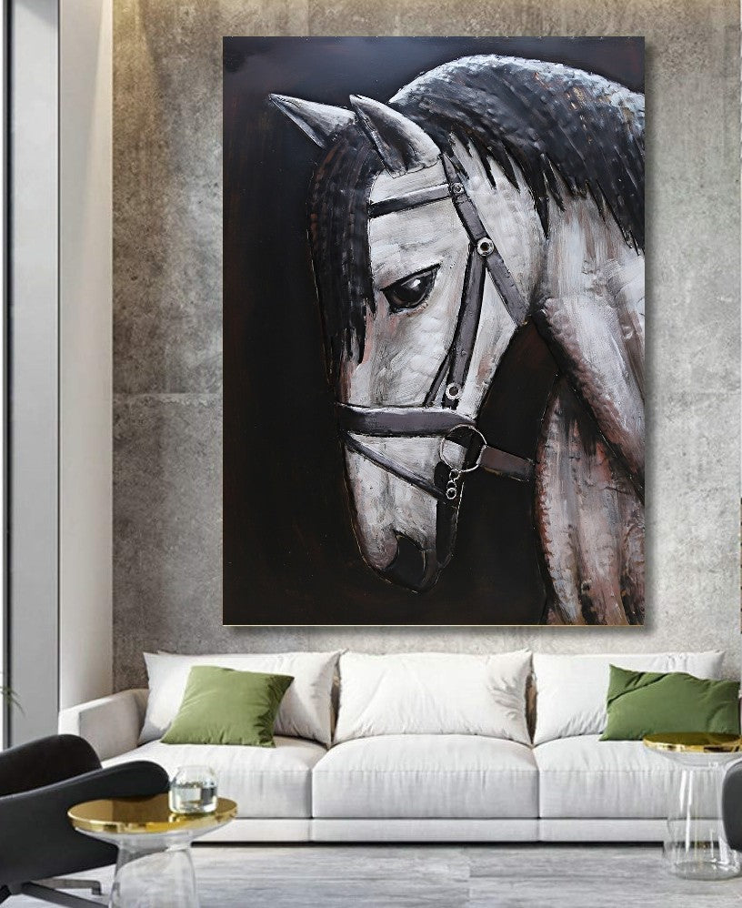 European Bronze Finery Golden Horse Hand Painted 3D Metal Wall Art Sale