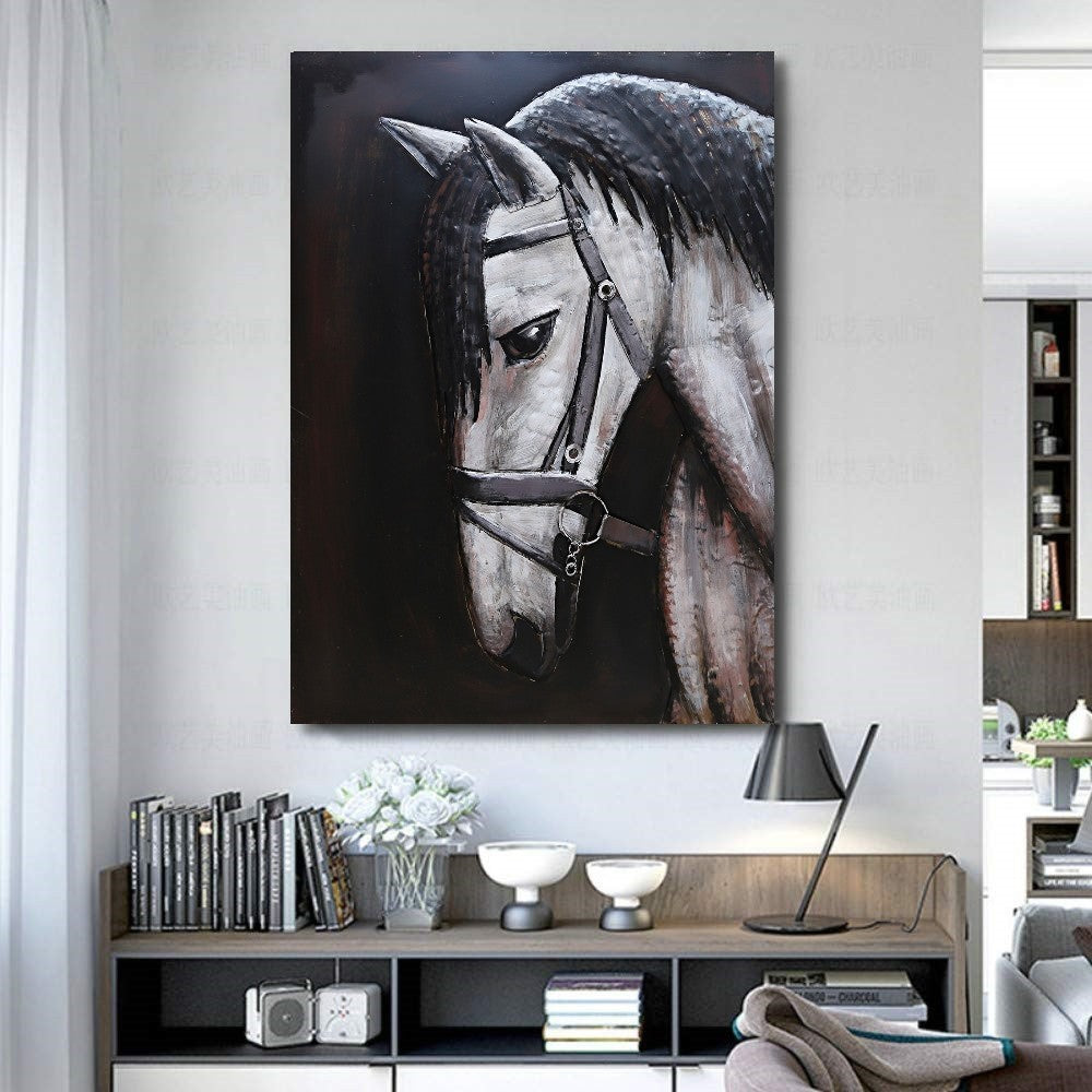 European Bronze Finery Golden Horse Hand Painted 3D Metal Wall Art Sale