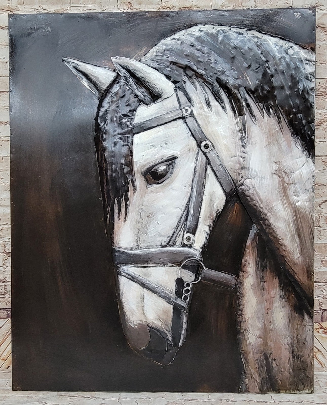 European Bronze Finery Golden Horse Hand Painted 3D Metal Wall Art Sale