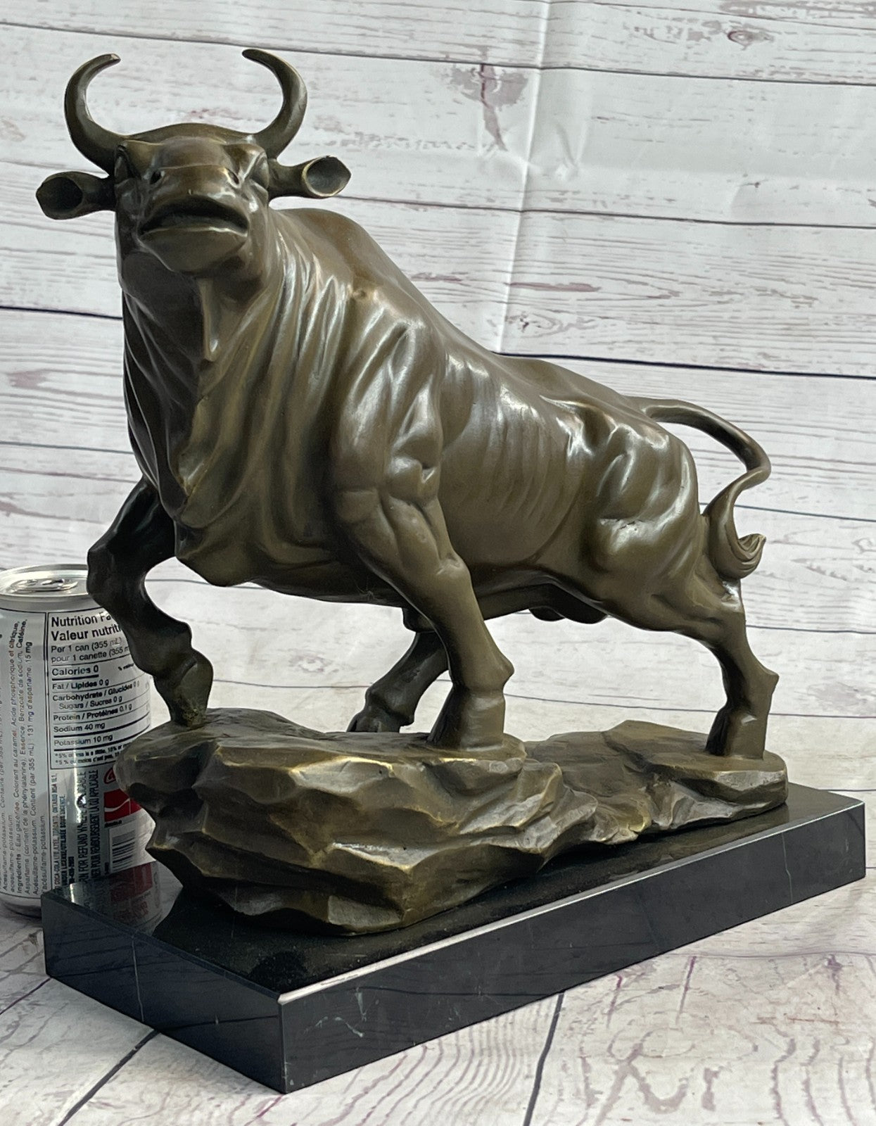 16" Chinese Lost Wax Method Bronze Fengshui Bull Oxen Wealth Money Luck Sculpture